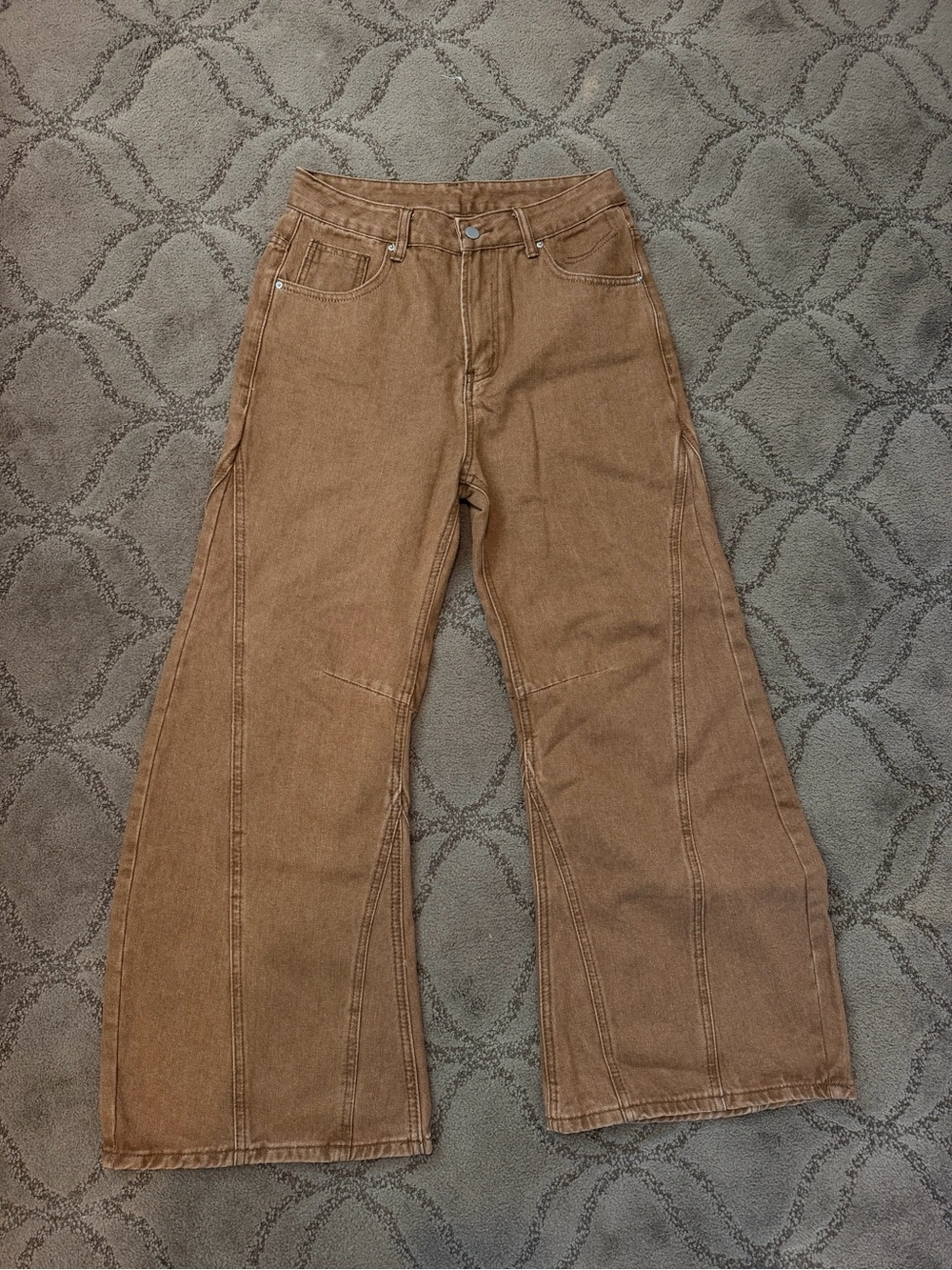 Wide Leg Brown Denim Pants